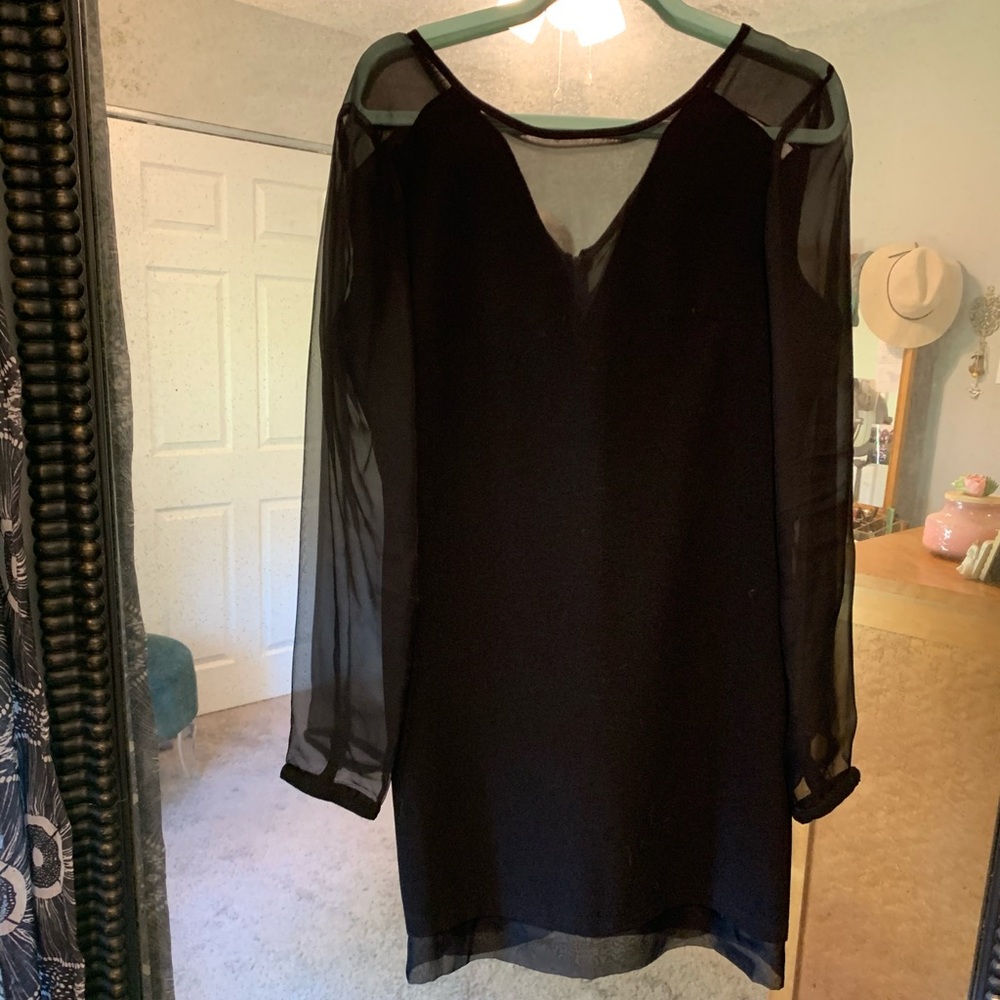 Black Sheer Long Sleeve Dress